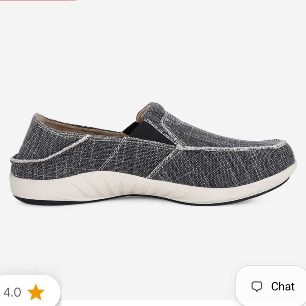Gecko Man Men Canvas Loafers Charcoal Gray Orthotic Slip On Shoes Distressed 8.5